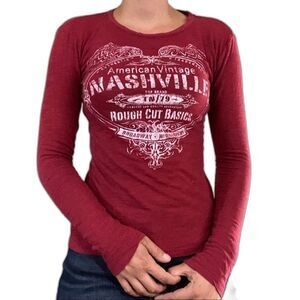 Pimatee Nashville‎ Red Long Sleeve Tee Size Small